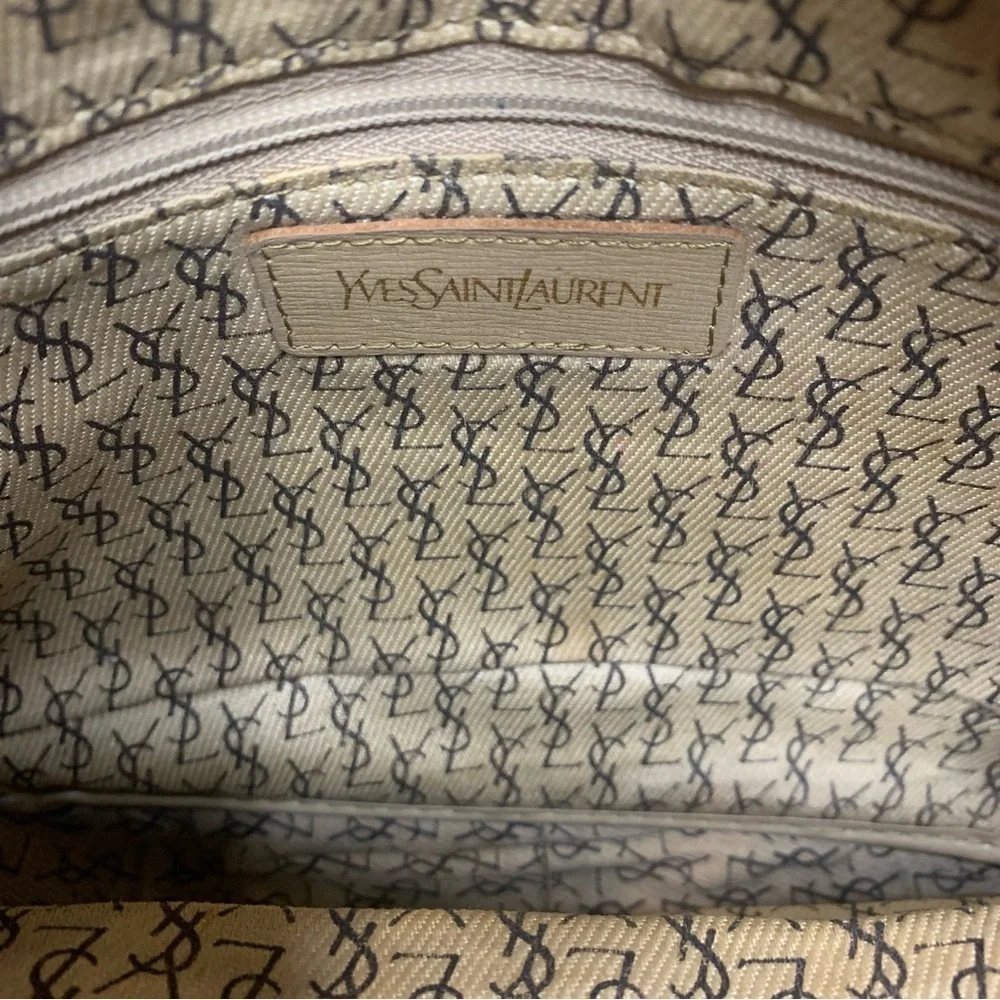 Vintage YSL giraffe embossed shoulder bag brown tan